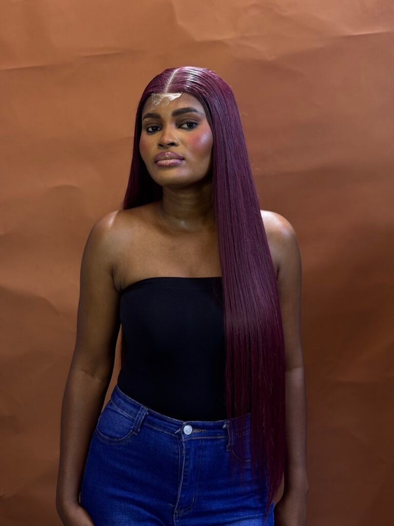 Silky Straight Wig in Wine plus free gift
