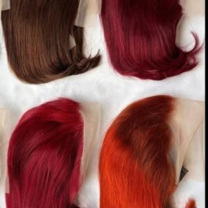 💯 human hair full frontal colored bob wig 12 inches plus free gift