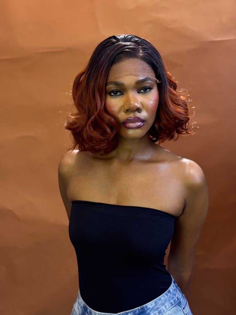 Kimmy Wig in Orange Bounce with Dark Root plus free gift